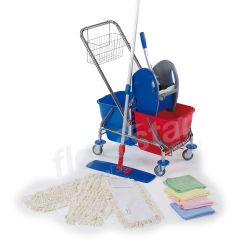 Cleaning Kit &#8211; verchromt mit Deichsel und Korb &#8211; 50 cm