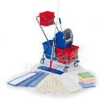 Cleaning Kit &#8211; verchromt mit Deichsel und Eimerkorb &#8211; 50 cm